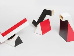 Peter Vandermark, Predestination: Observatories I, II, III, 2017. Dimensions variable. Timber, acrylic paint, mirrored acrylic