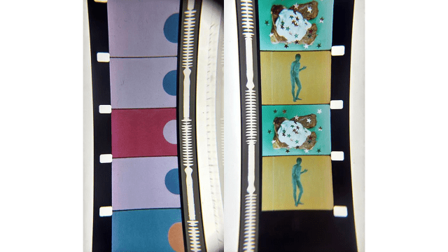 Paul Sharits, Razor Blades, 1965–1968. Two 16mm colour films projected side by side. Image courtesy Jedd Bishop, National Film and Sound Archive.