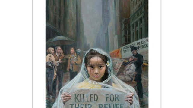Xiaoping Chen, The Call of Innocence, 2005, oil on canvas 50” x 34”