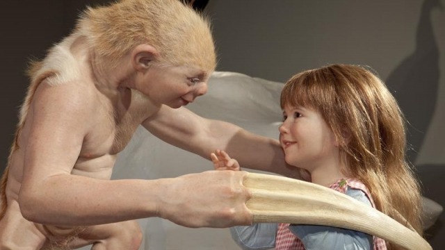 Patricia Piccinini he Welcome Guest Installation, 2011. Silicone, fibreglass, human and animal hair, taxidermied peacocks, plaster, mixed media