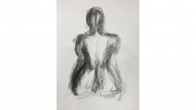 Image: Life drawing study, (Rosie), 2016, Amy Jenkins, student, Figure & Life ARV1020, Foundation Studies, ANU School of Art.