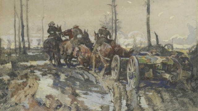 Raquel Ormella Artist: H Septimus Power Title: Heavy going in Flanders mud (1917)