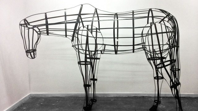 A CARAPACE Andrew Townsend and Suzie Bleach, A CARAPACE, 2014, welded steel, 169x233x67 cm.
