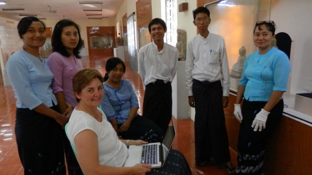 Charlotte Galloway at the International Burma Studies conference Charlotte working with staff at the Sri Ksetra Museum
