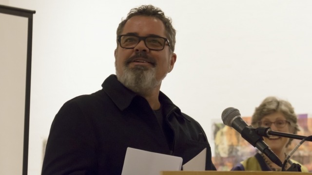 Celebrating half a century of creativity Andrew Farriss speaking at the HC Coombs 50th anniversary event at the School of Art Gallery.