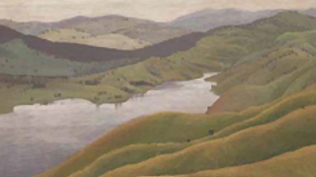 Elioth Gruner - Landscape (detail), 1929 oil on wood panel, Canberra Museum and Gallery