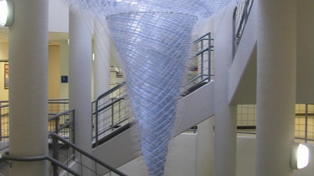 David Jensz leaves his mark at Lenore Hall, Columbus State University Image: David Jensz - Event Horizon, plastic tubing and plastic zip ties, 2014