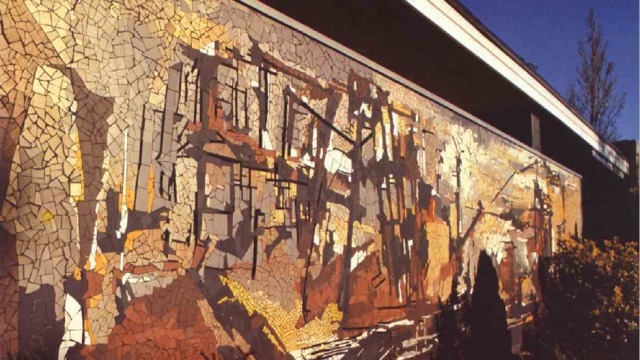 Margo Lewers, Expansion, 1960, Mosaic mural. Canberra Rex Hotel. Photograph by Heidi Smith from Works of Art in Canberra