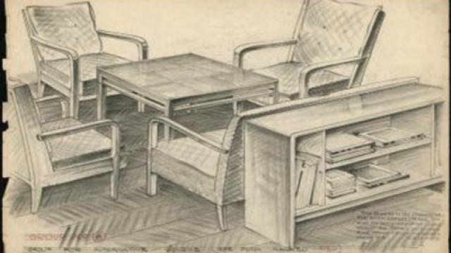 John McPhee Fred Ward (1900-1990) (Four easy chairs and a coffee table for Myer emporium) 1931-49. Pencil. Fred Ward Archive collection, Pow
