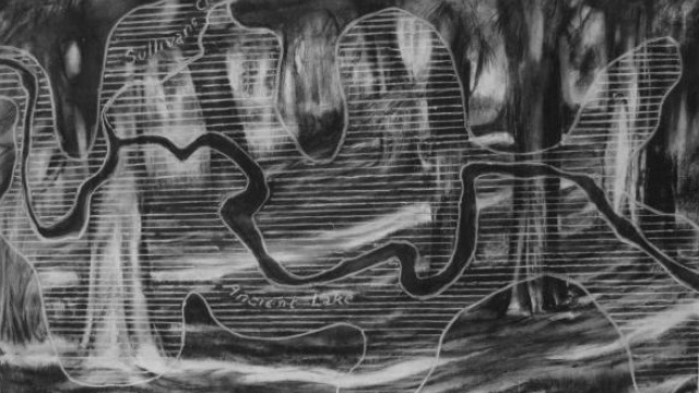 Liz Truswell, Ancient Lake 1, 2010, charcoal/chalk on paper, 41 x 64 cm