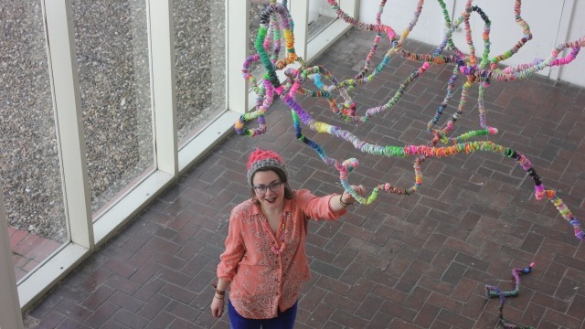 Image: Cat Mueller - 'Captivating Colours', 2014, rainbow loom bands on wire