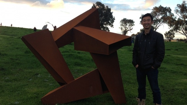 ANU School of Art Students win big at Sculpture in the Paddock Anton Poon with his work 'Synergy'
