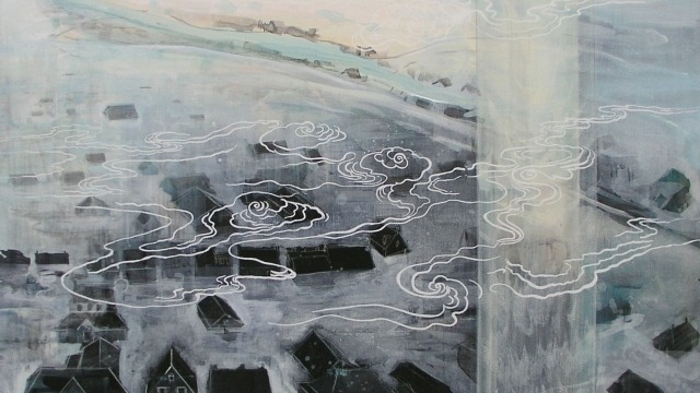Therese Kenyon, The Water Rushed In, 2014, acrylic on canvas, 91cm x 91cm, image courtesy of the artist
