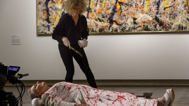 Mike Parr at the National Gallery of Australia Image: Mike Parr Jackson Pollock the Female, 11 August 2016.National Gallery of Australia, Canberra