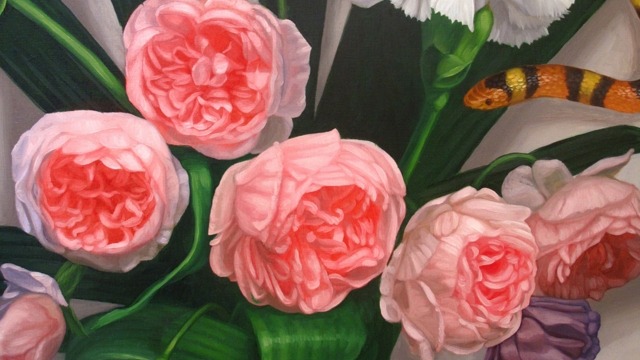 Tiffany Cole, Recipient of the 2006 Torres Scholarship, Not-so Still-Life, (detail) 2010, oil on plywood, dimensions variable