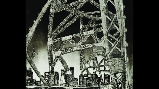 Ron McBurnie, A short story of progress (detail), 1989 hard ground etching and aquatint 74 x 50 cm Photo: Michael Marzik