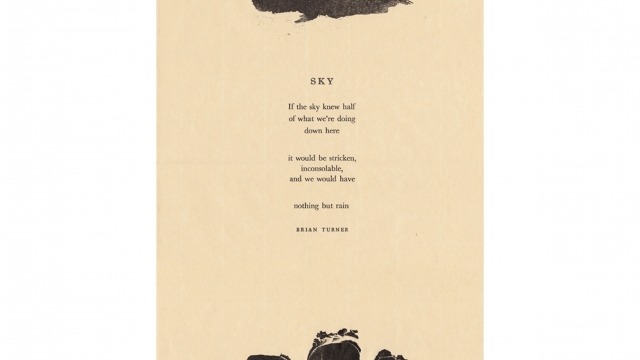 BROAD Peter McLean, Sky, 2010, handset letterpress, wood engraving & direct relief print on paper. Photography: Caren Florance