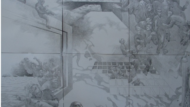 Yifeng Tang, Re-determination, pencil on paper, 200 x 200 cm