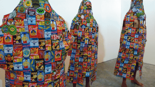 Mella Jaarsma The Post Modernist Embroidered Emblems (after packages of herbal potency medicines) 2011