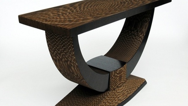 Console Table 2009 Cardboard, mahogany veneer, dye, shellac 30 x 55.5 x 16.5"