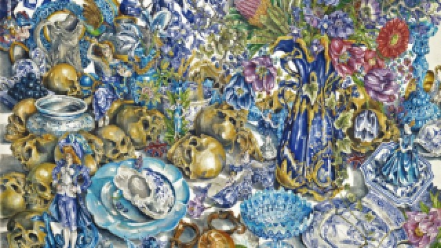 eX de Medici Blue (Bower/Bauer) 1998-2000 watercolour over black pencil image, National Gallery of Australia, Canberra