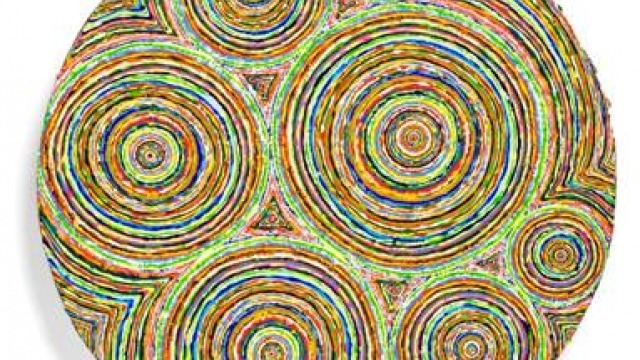 Karl Wiebke, Circular Building 4, 2004-2006, acrylic on linen on wood, 48 cm.diameter