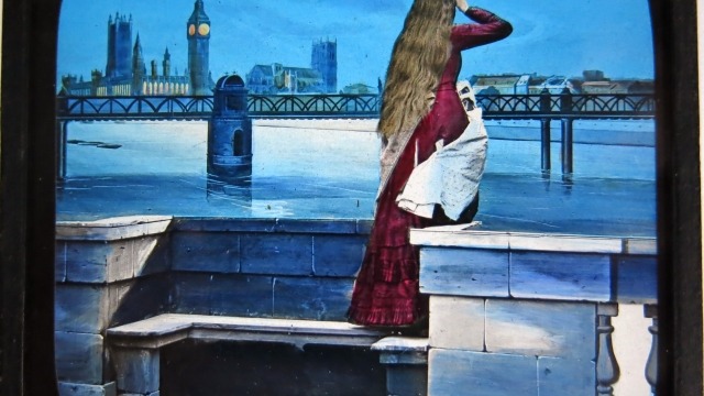 The Gin Fiend magic lantern slide manufactured by York & Son, UK, 1888