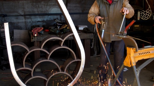 Phil Spelman's Sculpture by the Sea journey Philip Spelman at work in his studio